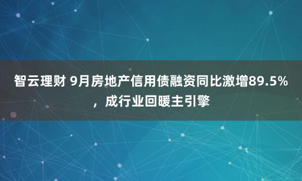 智云理财 9月房地产信用债融资同比激增89.5%，成行业回暖主引擎